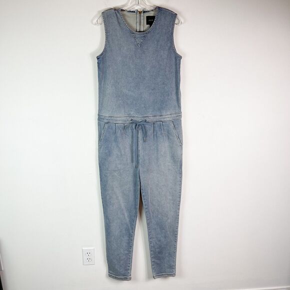 Joe's Jeans NWOT Sleeveless Tapered Leg Denim Drawstring Jumpsuit Blue Size S - Picture 2 of 6